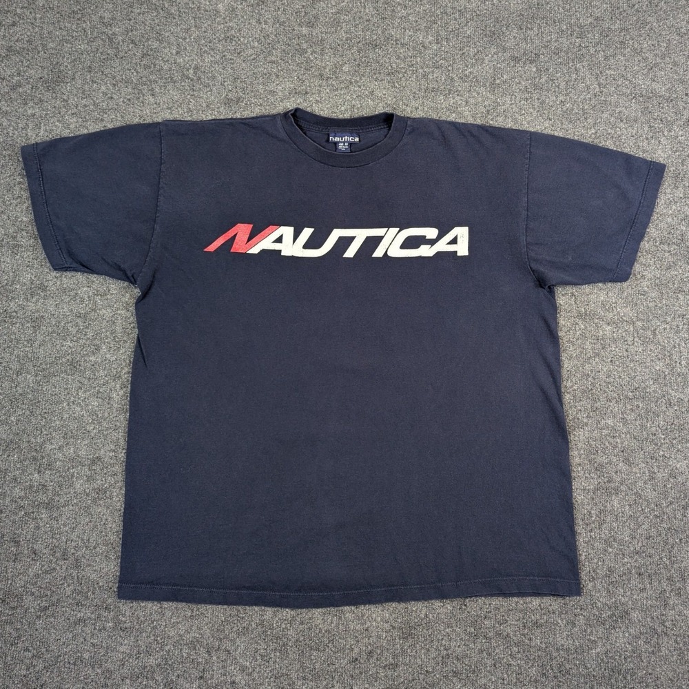 Nautica Challenge Vintage Navy Blue Graphic T-Shirt XXL Made in USA